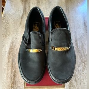 Vans Black Velvet-ish Suede Tennis Slip One Classic Slip On - Size 8